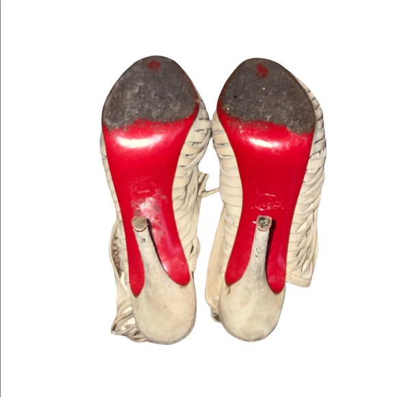 Christian Louboutin Beige Deva Fringed Booties - Picture 3 of 5